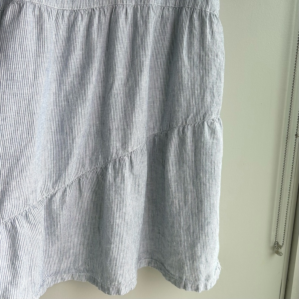 LUCKY BRAND sleeveless blue white striped linen v-neck dress - Picture 4 of 7